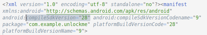 Found that the APK was compiled for Android 9